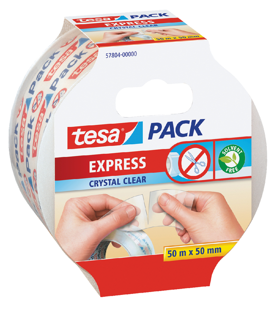 Verpakkingstape tesapack® Express Crystal Clear 50mx50mm handscheurbaar transparant afbeelding