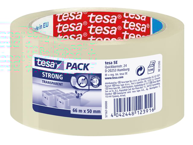 Verpakkingstape tesapack® Strong 66mx50mm PP transparant afbeelding