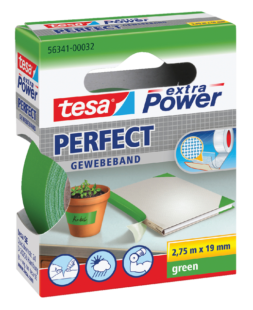 Textieltape tesa® extra Power Perfect 2.75mx19mm groen afbeelding