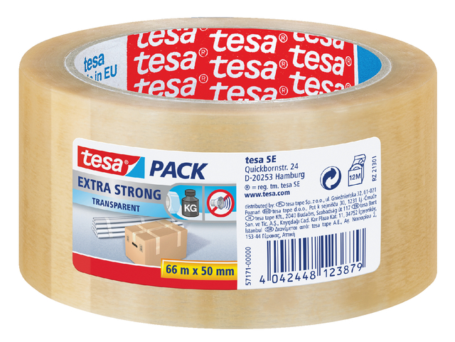Verpakkingstape tesapack® Extra Strong 66mx50mm transparant afbeelding