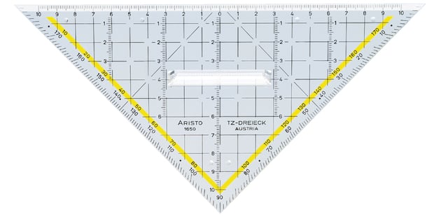 Geodriehoek Aristo 1650/2 225mm met greep transparant afbeelding