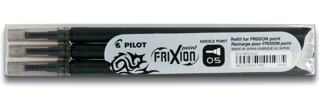 Rollerpenvulling PILOT friXion fijn zwart set à 3 stuks afbeelding