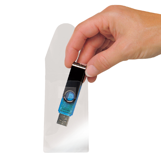 USB hoes Djois 52.5x90mm met sluiting zelfklevend transparant afbeelding