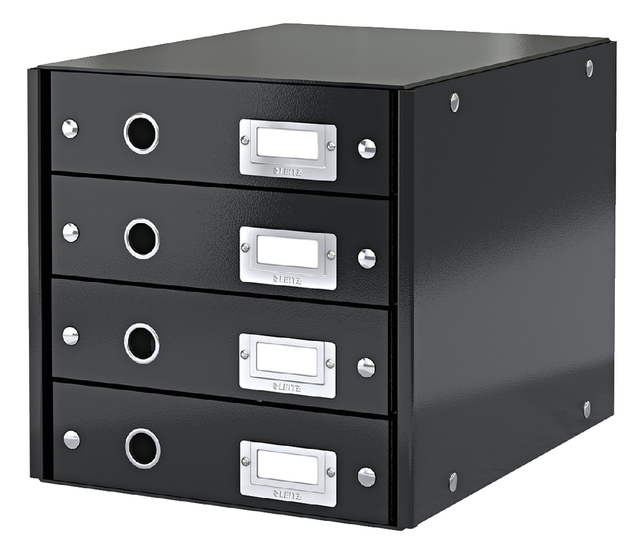 Ladenkast Leitz WOW Click & Store 4 laden gerecycled karton zwart afbeelding