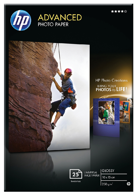 Inkjetpapier HP Q8691A 10x15cm photo glossy 250gr 25 vel afbeelding