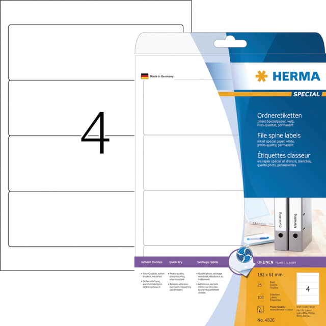 Rugetiket HERMA 5095 breed 61x192mm zelfklevend wit afbeelding