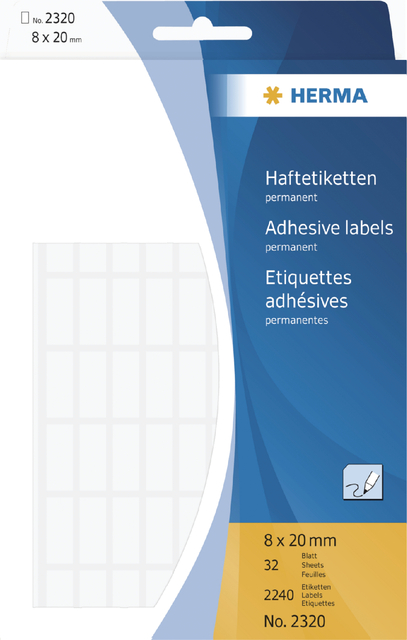 Etiket HERMA 2320 8x20mm wit 2240 stuks afbeelding