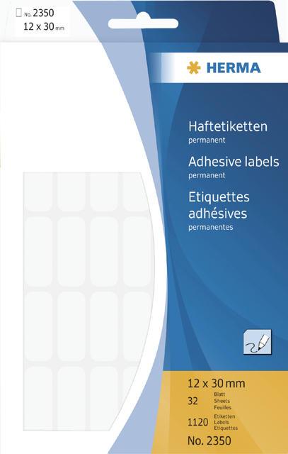 Etiket HERMA 2350 12x30mm wit 1120 stuks afbeelding