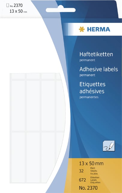 Etiket HERMA 2370 13x50mm wit 672 stuks afbeelding