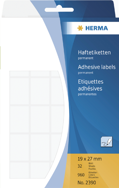 Etiket HERMA 2390 19x27mm wit 960 stuks afbeelding