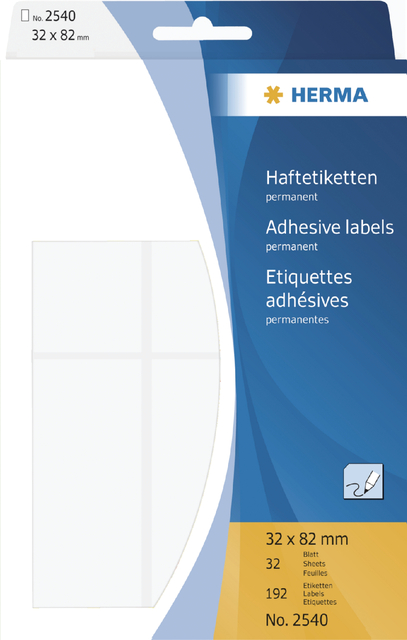 Etiket HERMA 2540 32x83Mm wit 192 stuks afbeelding