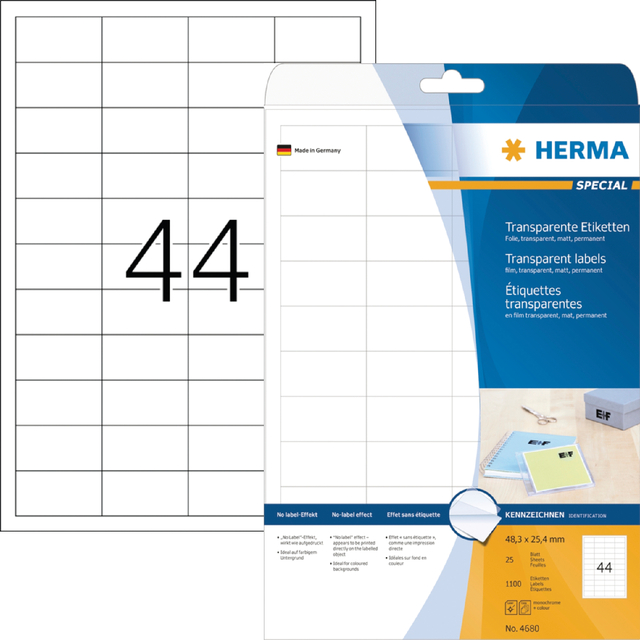 Etiket HERMA 4680 48.3x25.4mm transparant 1100stuks afbeelding