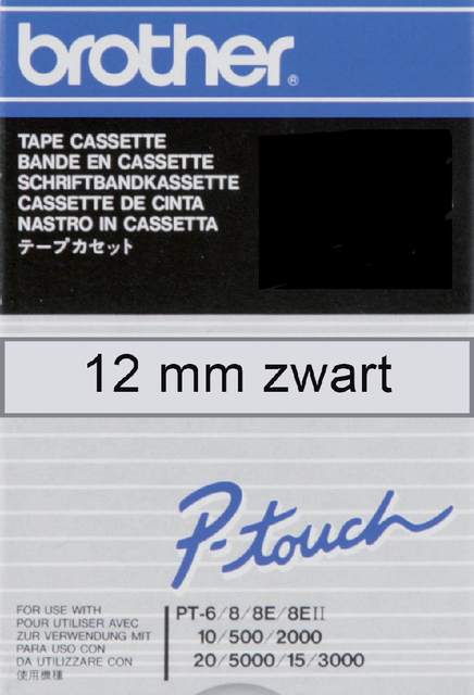 Labeltape Brother P-touch TC-101 standaard 12mm zwart op transparant afbeelding