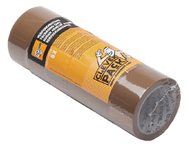 Verpakkingstape CleverPack 48mmx66m bruin PP pak à 6 rollen afbeelding