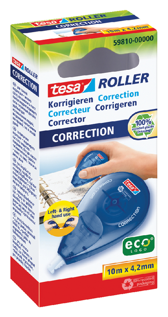 Correctieroller tesa® ecoLogo® rechts & linkshandig 10mx4,2mm hangdoosje afbeelding