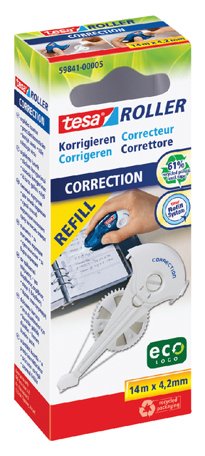Navulling corretieroller tesa® ecoLogo® 14mx4,2mm hangdoosje afbeelding