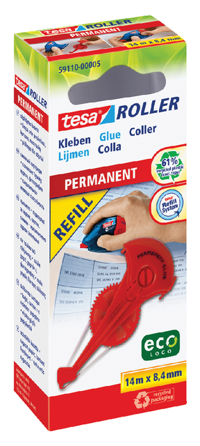 Lijmroller tesa® ecoLogo® permanent navulling in hangdoosje afbeelding