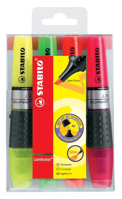 Markeerstift STABILO Luminator XT assorti 71/4 assorti etui à 4 stuks afbeelding