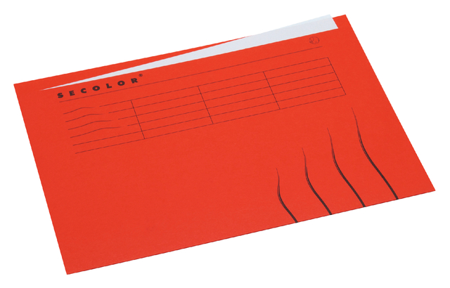 Vouwmap Secolor met tabrand A4 100% gerecycled karton 250gr Rood afbeelding