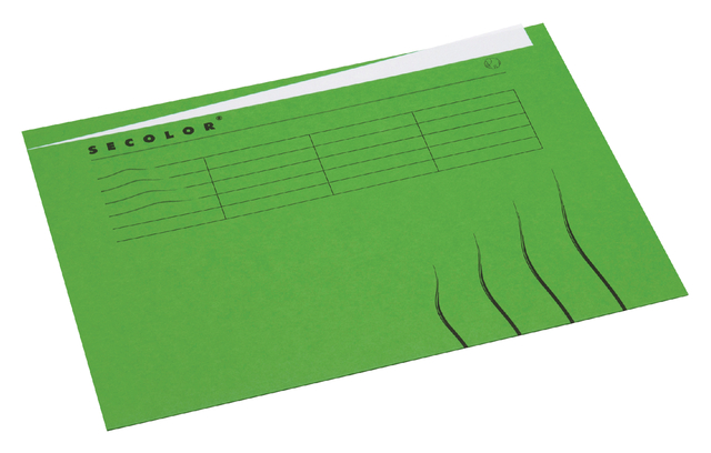 Vouwmap Secolor met tabrand A4 100% gerecycled karton 250gr Groen afbeelding