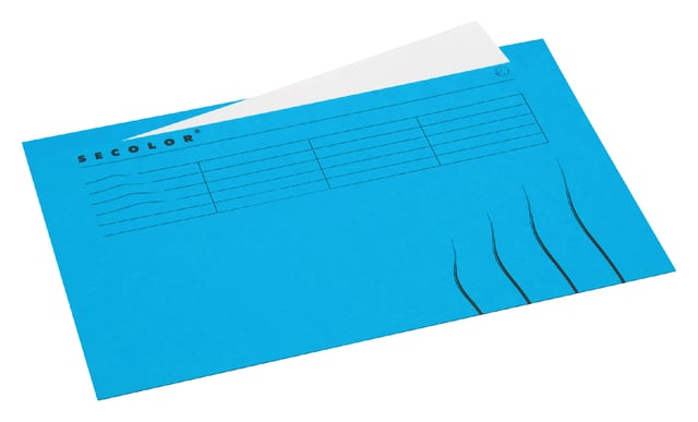 Vouwmap Secolor met tabrand Folio 100% gerecycled karton 250gr Blauw afbeelding