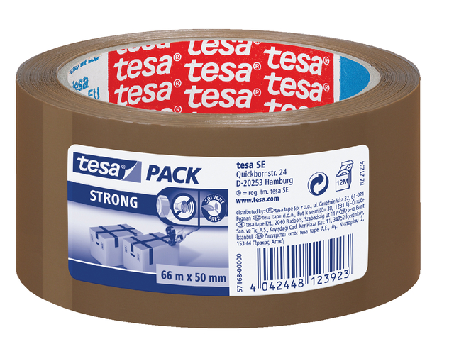 Verpakkingstape tesapack® Strong 66mx50mm PP bruin afbeelding