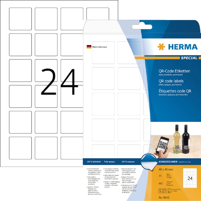 Etiket HERMA 9642 40x40mm QR-code wit 600stuks afbeelding