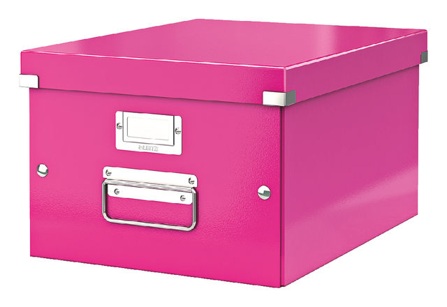 Opbergdoos Leitz Click & Store WOW middel gerecycled karton 281x200x370mm roze afbeelding