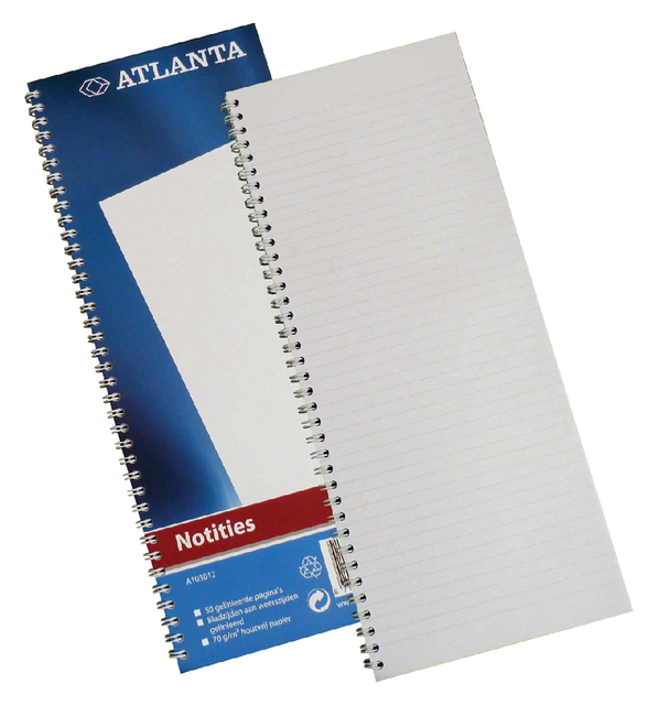 Notitieboek Djois Atlanta enkelvoudig 330x135mm 100 bladzijdes blauw afbeelding