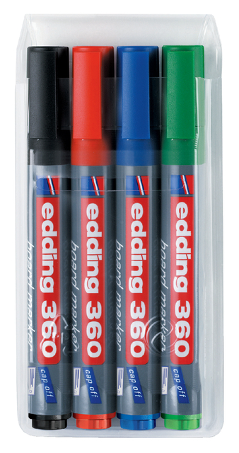 Whiteboardmarker edding 360 rond 1.5-3mm assorti set à 4 stuks afbeelding