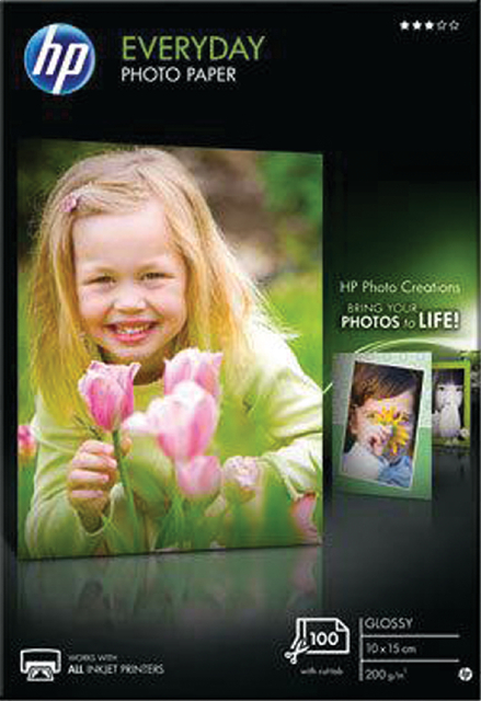 Inkjetpapier HP CR757A 10x15cm photo glossy 200gr 100 vel afbeelding