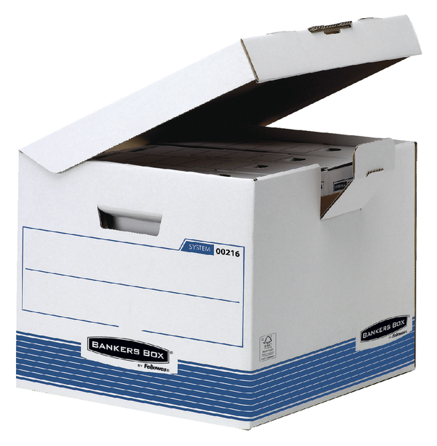 Archiefdoos Bankers Box System flip top kubus wit blauw afbeelding