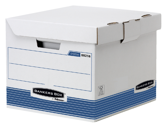 Archiefdoos Bankers Box System flip top kubus wit blauw — Foto 2 van 2