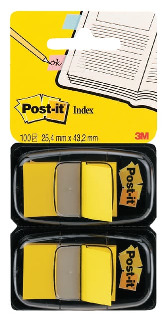 Indextabs Post-it 680 25.4x43.2mm duopack geel 2x50 tabs afbeelding