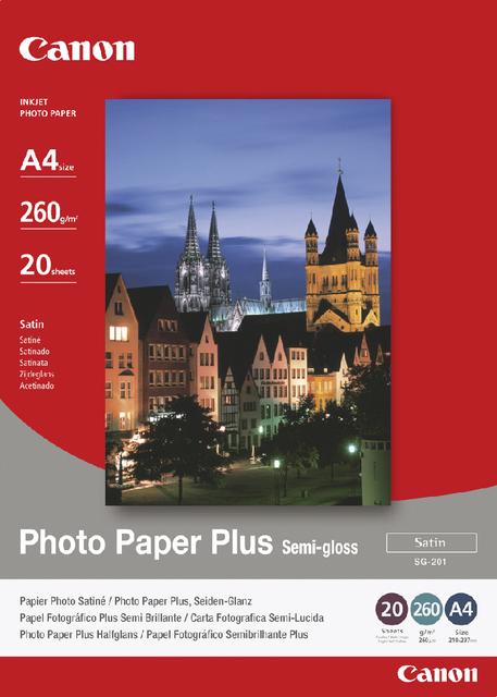 Inkjetpapier Canon SG-201 A4 260gr semi glossy 20 vel afbeelding