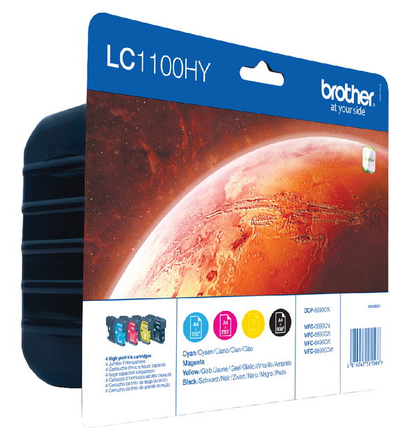 Inktcartridge Brother LC-1100HYVALBP zwart + 3 kleuren afbeelding