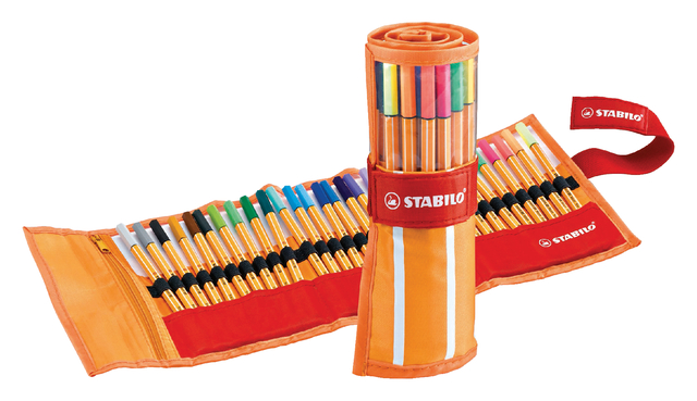 Fineliner STABILO point 88/30 rollerset oranje/rood fijn assorti etui à 30 stuks afbeelding