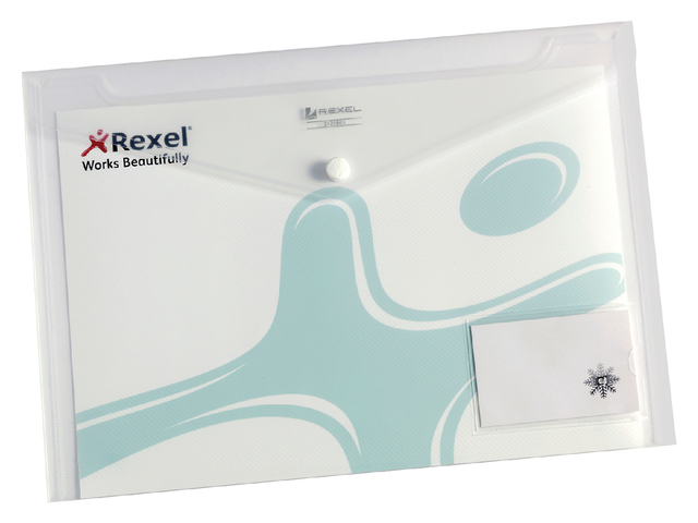Enveloptas Rexel ice A4 + visitekaart transparant 5 stuks afbeelding