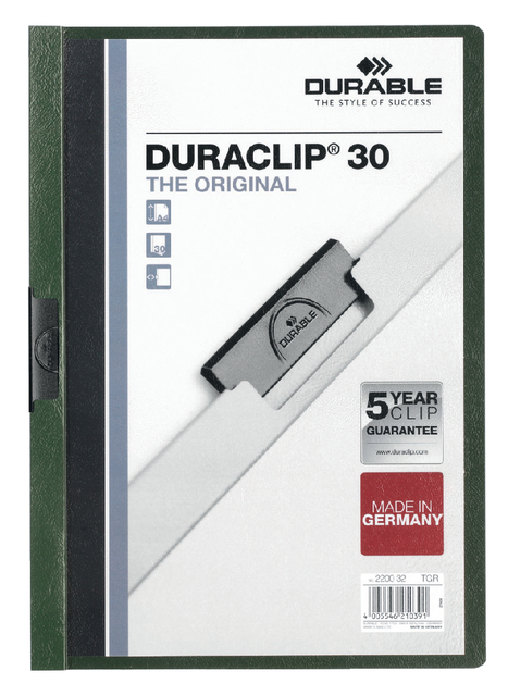 Klemmap Durable Duraclip A4 3mm 30 vellen donkergroen afbeelding