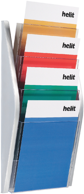 Folderhouder Helit wand 4xA4 zilver afbeelding