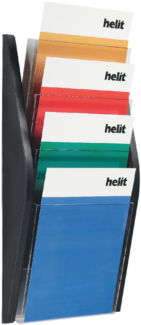 Folderhouder Helit wand 4xA4 zwart afbeelding