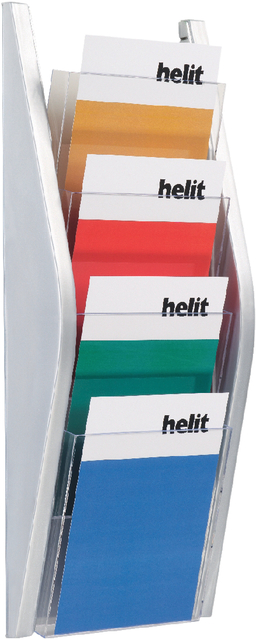 Folderhouder Helit wand 4x A5 zilver afbeelding