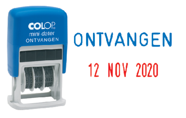 Woord-datumstempel Colop Printer Mini S 160/L2 ontvangen blauw afbeelding