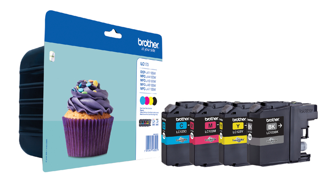 Inktcartridge Brother LC-123VALBP zwart + 3 kleuren afbeelding