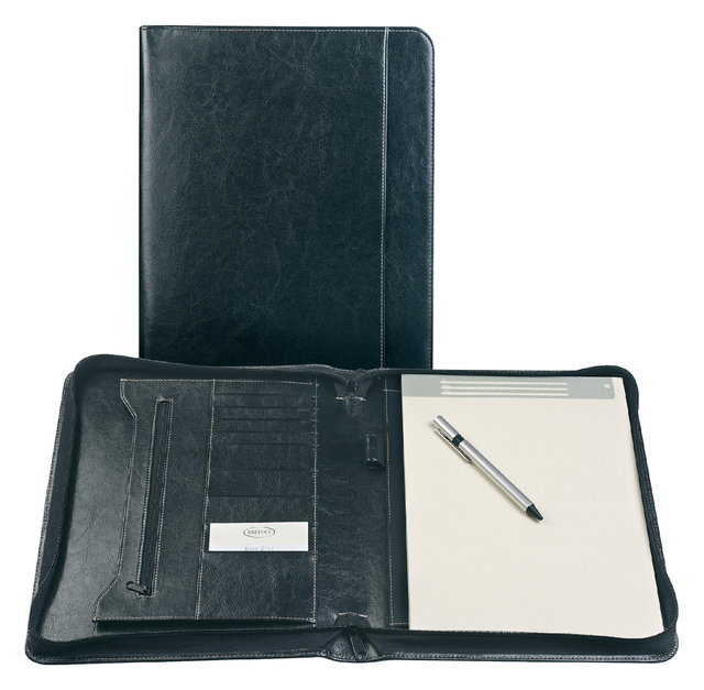 Schrijfmap Brepols Palermo luxe A4 met rits inclusief schrijfblok zwart afbeelding