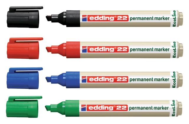 Viltstift edding 22 EcoLine schuin zwart 1-5mm — Foto 2 van 2