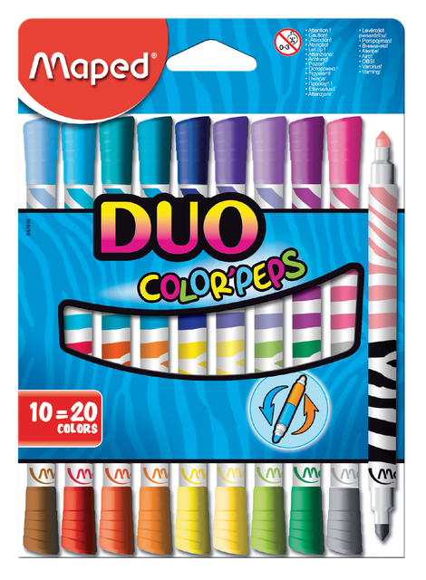 Viltstift Maped Color&apos;Peps Duo Colors set á 10 stuks assorti afbeelding
