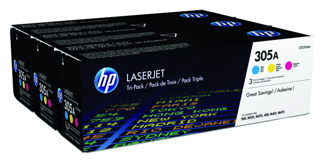 Tonercartridge HP CF370AM 305A 3 kleuren afbeelding