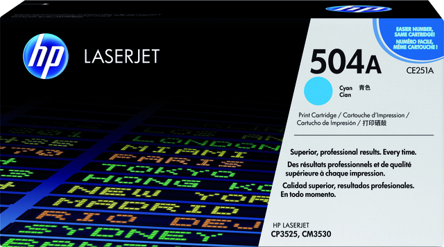 Tonercartridge HP CE251A 504A blauw afbeelding