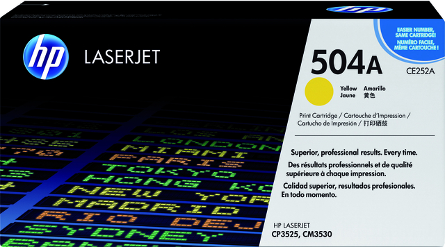 Tonercartridge HP CE252A 504A geel afbeelding
